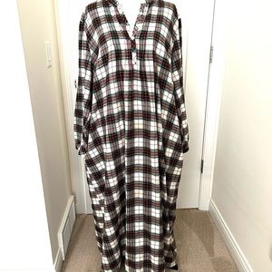 LL Bean Scotch Plaid Flannel Nightgown Dress Stewart Sz 3XL